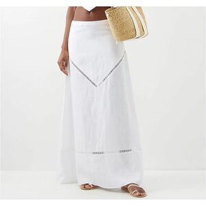 NWT Staud Women's Kathleen Linen Maxi Skirt White Size 4